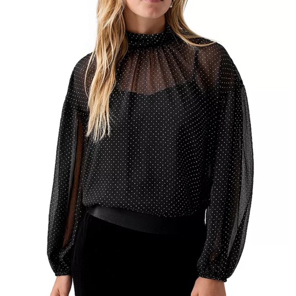 Sanctuary Sheer Volume Metallic Blouse - Picture 1 of 4